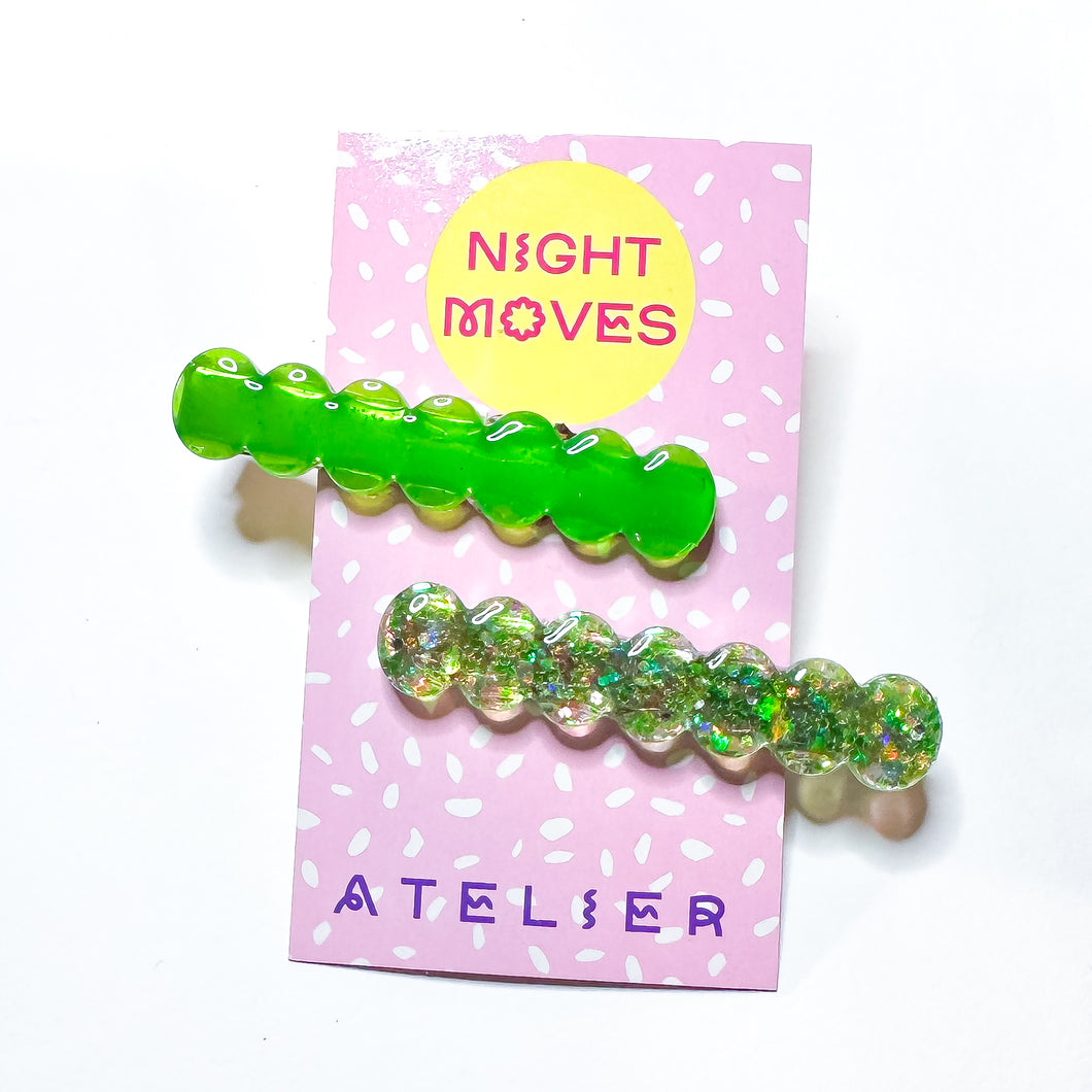 Brat Resin Squiggle Hair Clip Duo