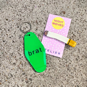 Charli XCX Brat Green Retro Motel Keychain