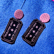 Load image into Gallery viewer, Pink Pony Club Admit One Chappell Roan Dangle Earrings
