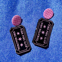 Load image into Gallery viewer, Pink Pony Club Admit One Chappell Roan Dangle Earrings
