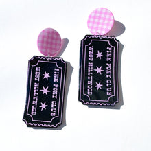 Load image into Gallery viewer, Pink Pony Club Admit One Chappell Roan Dangle Earrings
