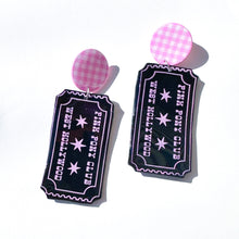 Load image into Gallery viewer, Pink Pony Club Admit One Chappell Roan Dangle Earrings
