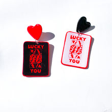 Load image into Gallery viewer, Lucky You Playing Card Chappell Roan Dangle Earrings
