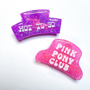 Pink Pony Club Glitter Resin Half Claw Clip