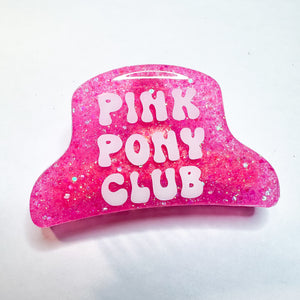 Pink Pony Club Glitter Resin Half Claw Clip