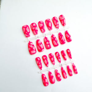 Pink Paint Stroke Press On Nails