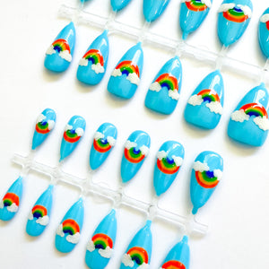 Rainbow Cloud Press On Nails