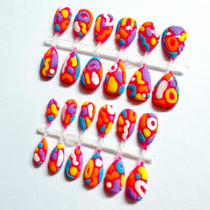 Pink Abstract Blob-Core Press On Nails