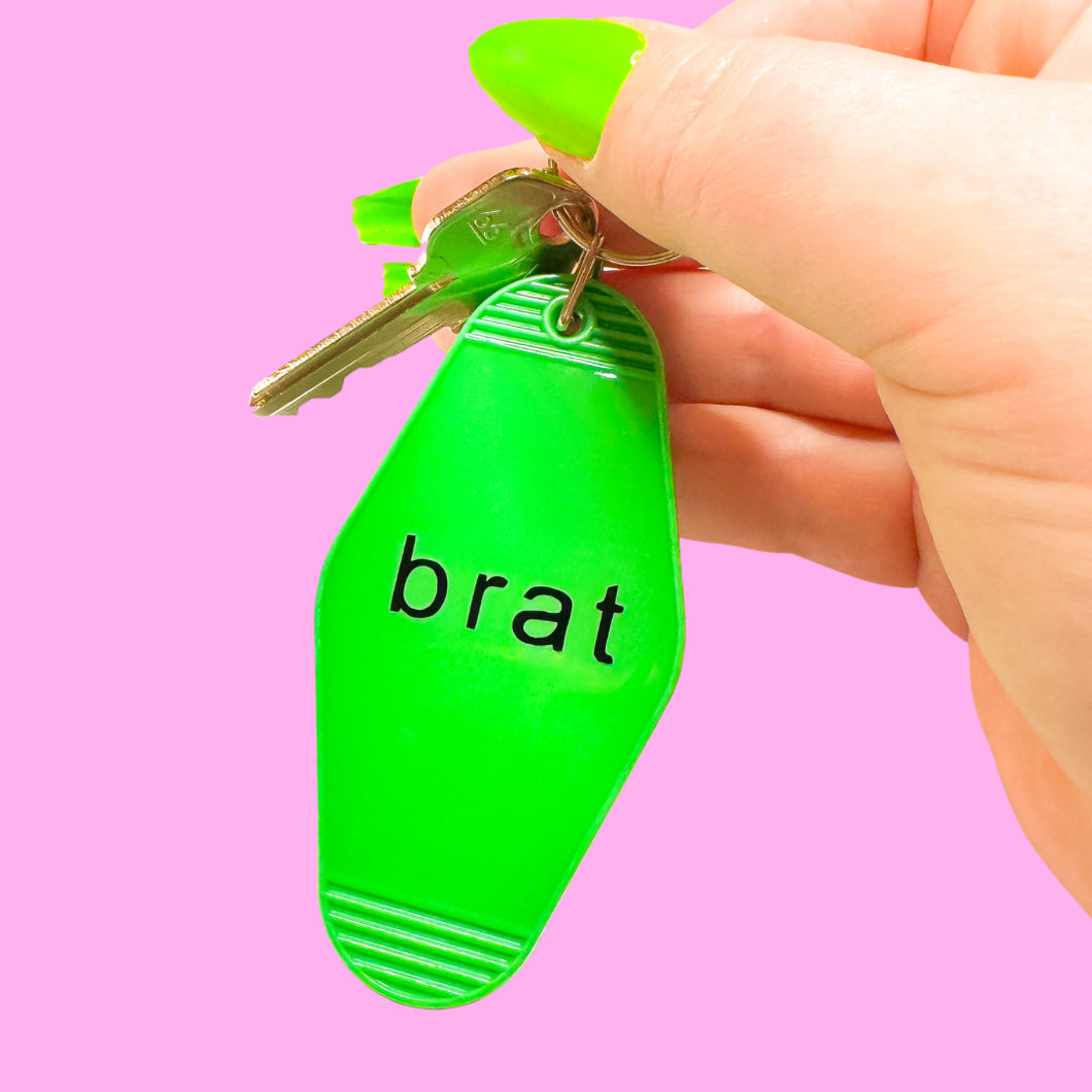 Charli XCX Brat Green Retro Motel Keychain