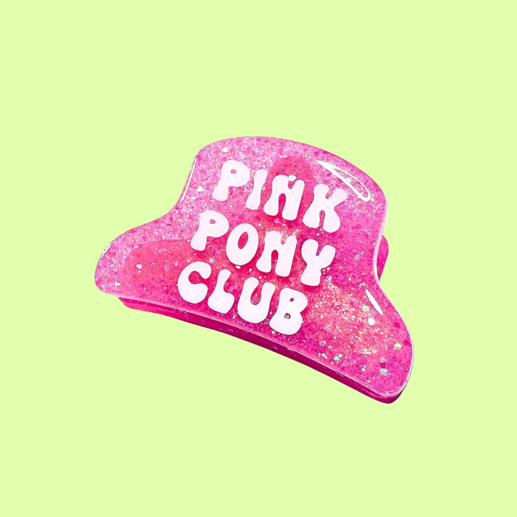 Pink Pony Club Glitter Resin Half Claw Clip