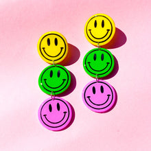 Load image into Gallery viewer, Smiley Face Dangle Earrings
