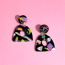 Load image into Gallery viewer, Cosmic Bowling Night Marble Terrazzo Earrings
