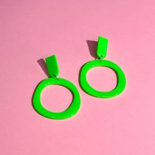 Load image into Gallery viewer, Ne-on She Betta Don&#39;t Barbie Hoop Dangle Earrings
