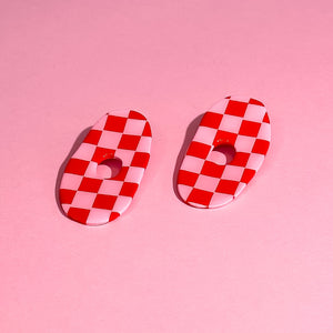 Checkerboard Long Oval Studs