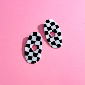 Checkerboard Long Oval Studs