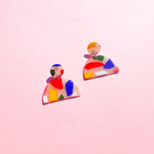 Load image into Gallery viewer, Fruit Punch Terrazzo Fan Earrings
